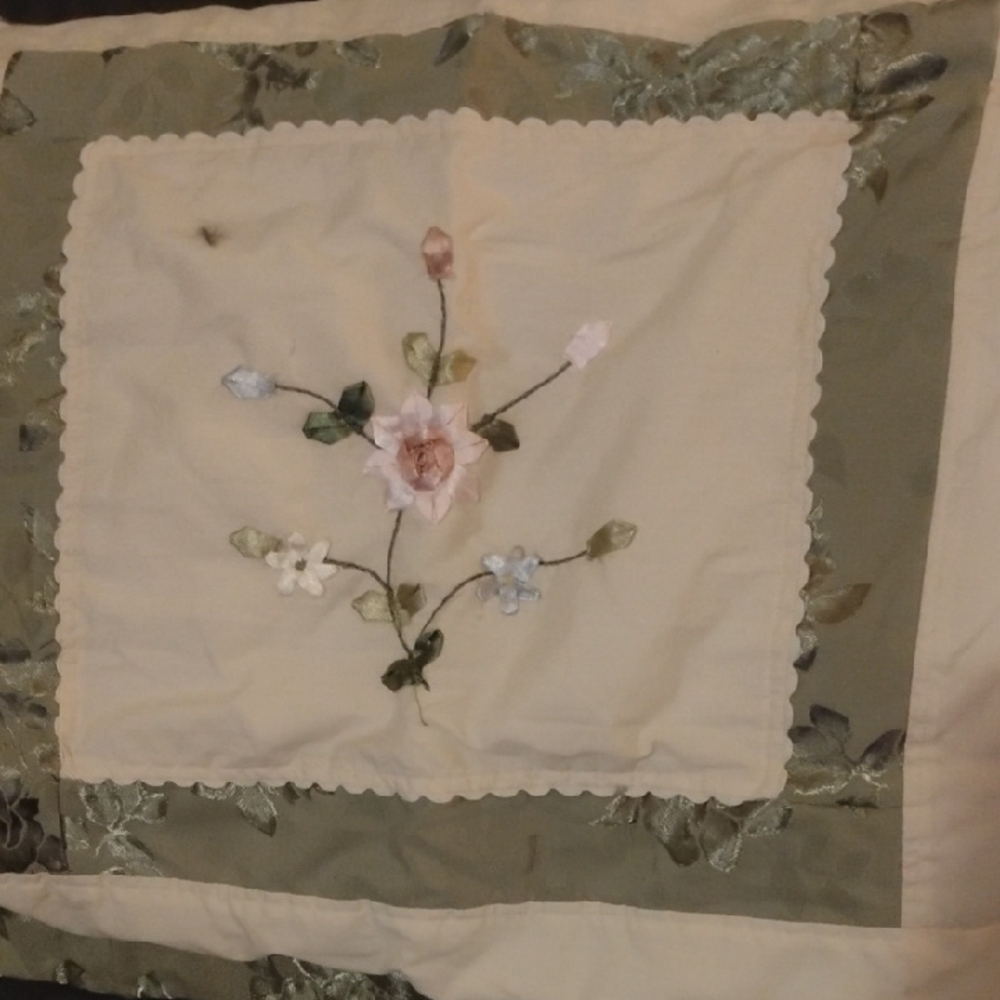 Floral Embroidered Quilt